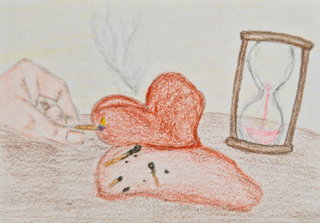 heart melting with matches